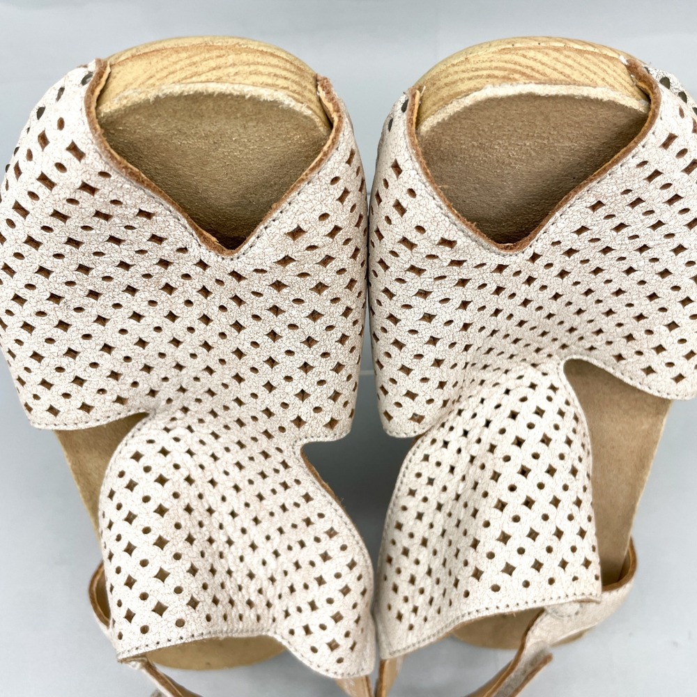 Dansko Womens 38 7.5 Teagan Heel Sandals Ivory Cutout Leather Peep Toe Clog Shoe - Picture 8 of 12